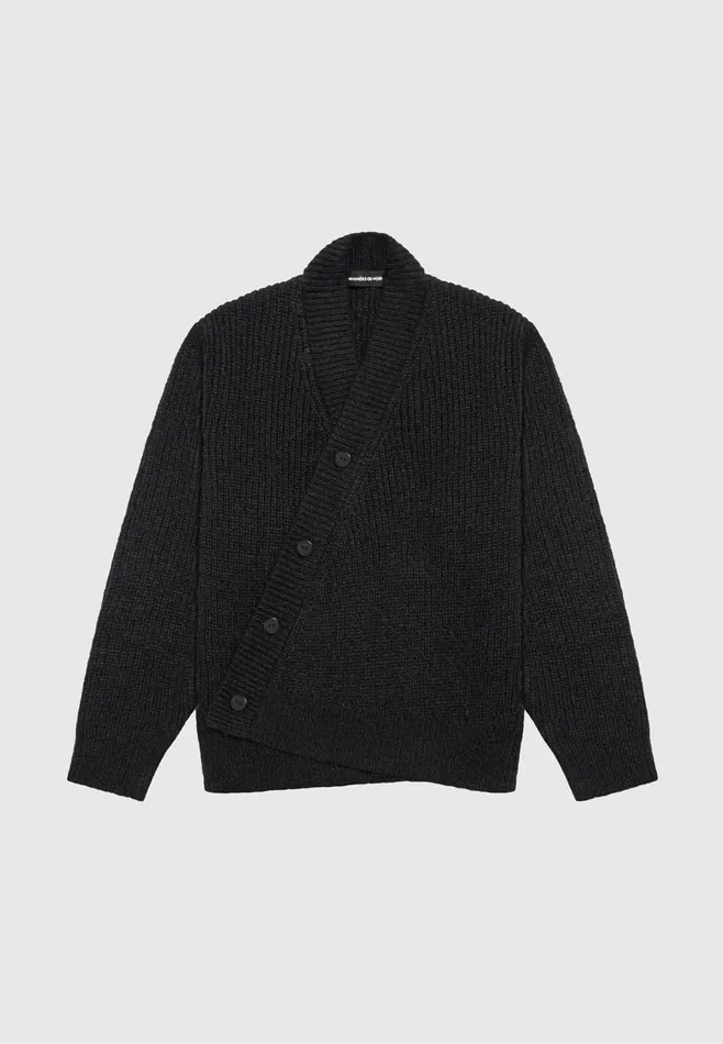 Men Manire De Voir Double Breasted Brushed Knit Cardigan Black
