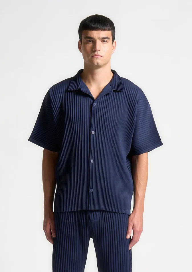 Men Manire De Voir Pleated Shirt Navy