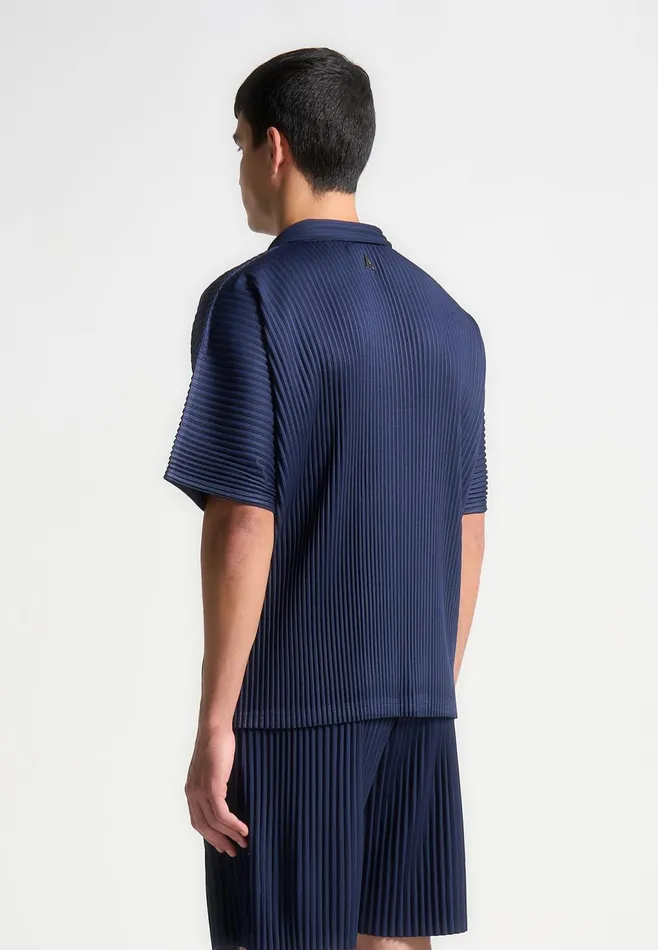 Men Manire De Voir Pleated Shirt Navy