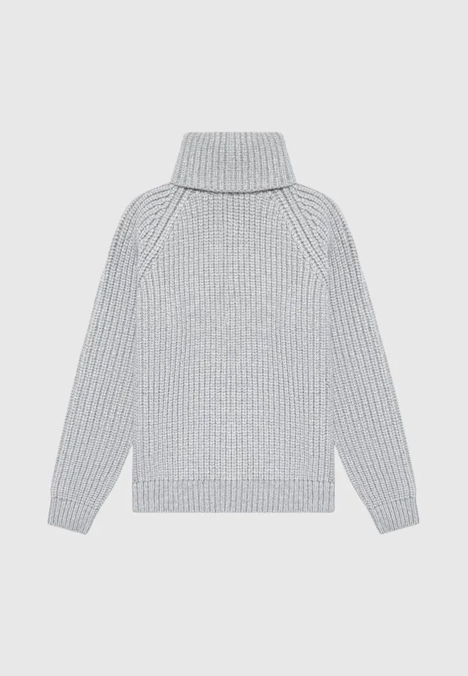 Men Manire De Voir Roll Neck Chunky Knit Jumper Grey