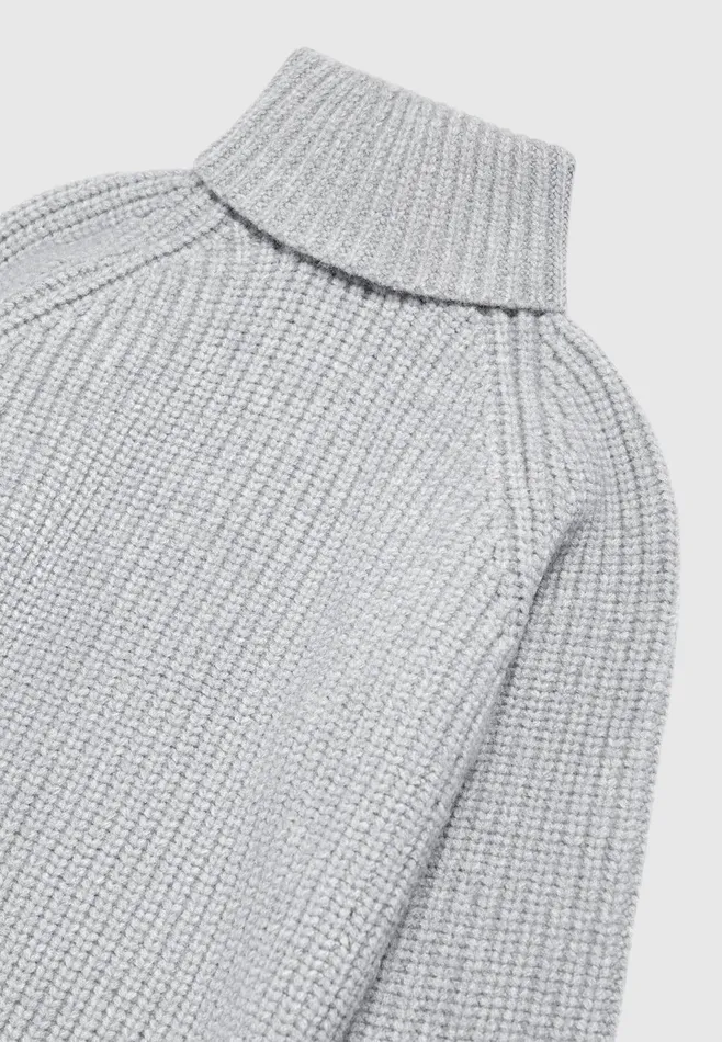 Men Manire De Voir Roll Neck Chunky Knit Jumper Grey