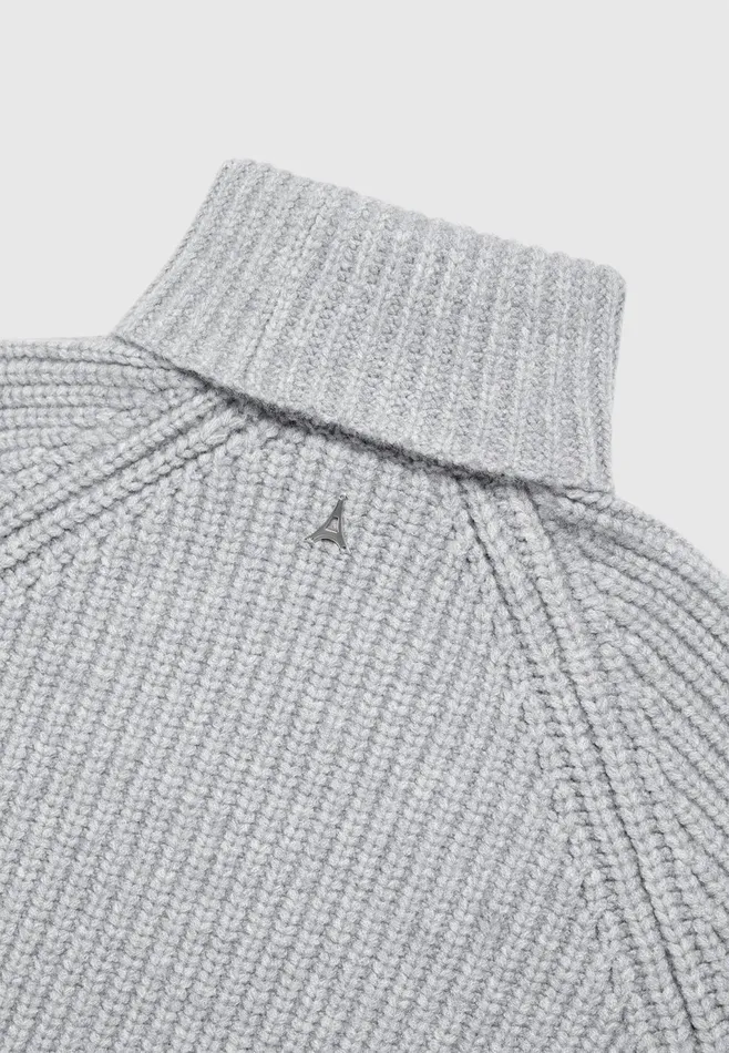Men Manire De Voir Roll Neck Chunky Knit Jumper Grey