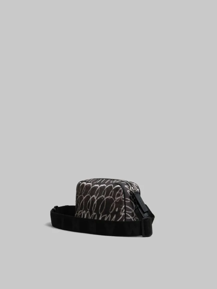 Men Marni Crossbody Bags Black Puff Camera Bag With Marni Scribble Print