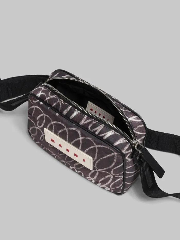 Men Marni Crossbody Bags Black Puff Camera Bag With Marni Scribble Print