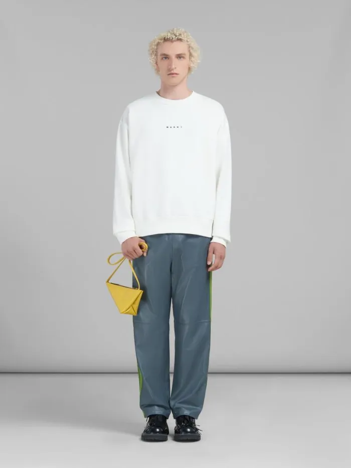 Men Marni Crossbody Bags Yellow Leather Prisma Triangle Crossbody Bag