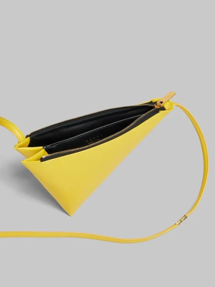 Men Marni Crossbody Bags Yellow Leather Prisma Triangle Crossbody Bag