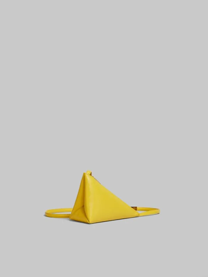 Men Marni Crossbody Bags Yellow Leather Prisma Triangle Crossbody Bag