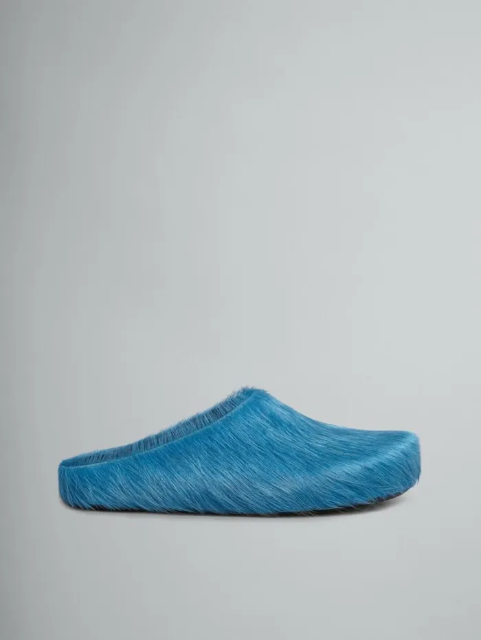 Men Marni Fussbett Sabot Blue Long Hair Calfskin Fussbett Sabot