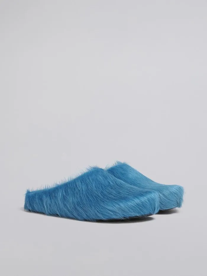 Men Marni Fussbett Sabot Blue Long Hair Calfskin Fussbett Sabot