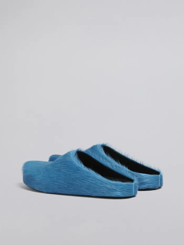 Men Marni Fussbett Sabot Blue Long Hair Calfskin Fussbett Sabot