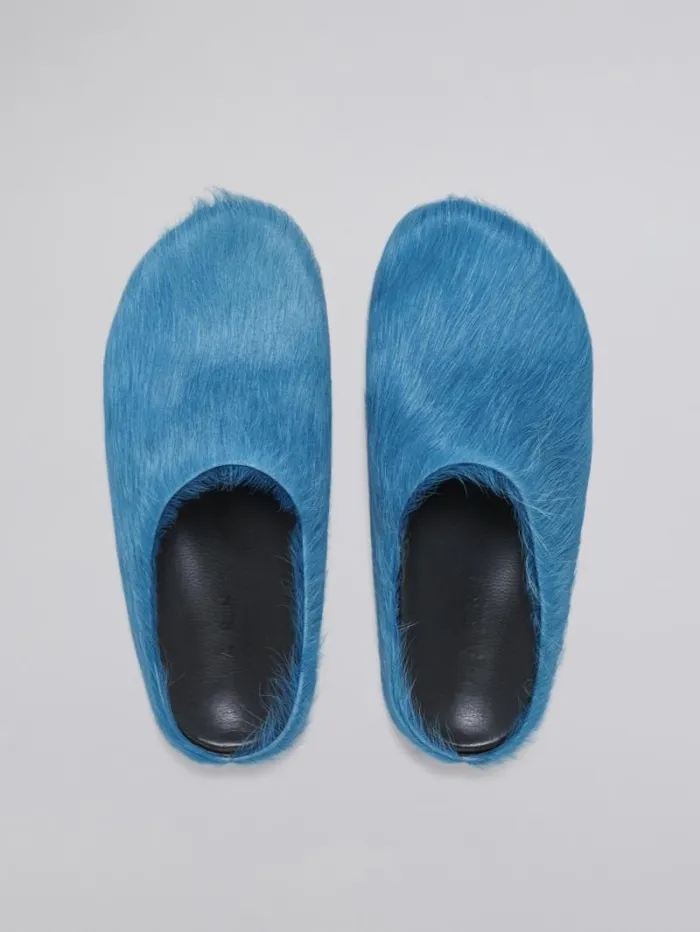 Men Marni Fussbett Sabot Blue Long Hair Calfskin Fussbett Sabot