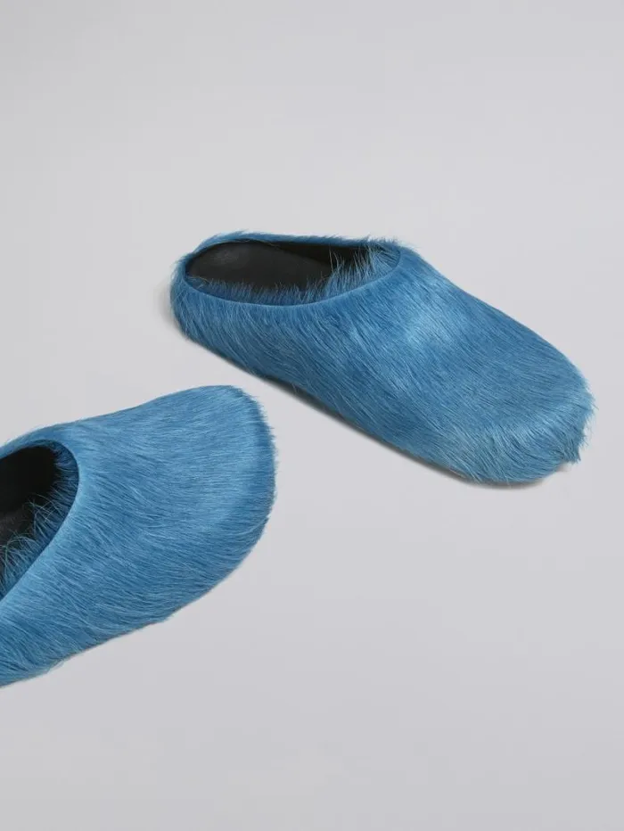 Men Marni Fussbett Sabot Blue Long Hair Calfskin Fussbett Sabot