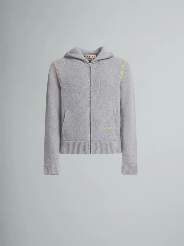Men Marni Knitwear Grey WoolCashmere Cardigan With Marni Mending