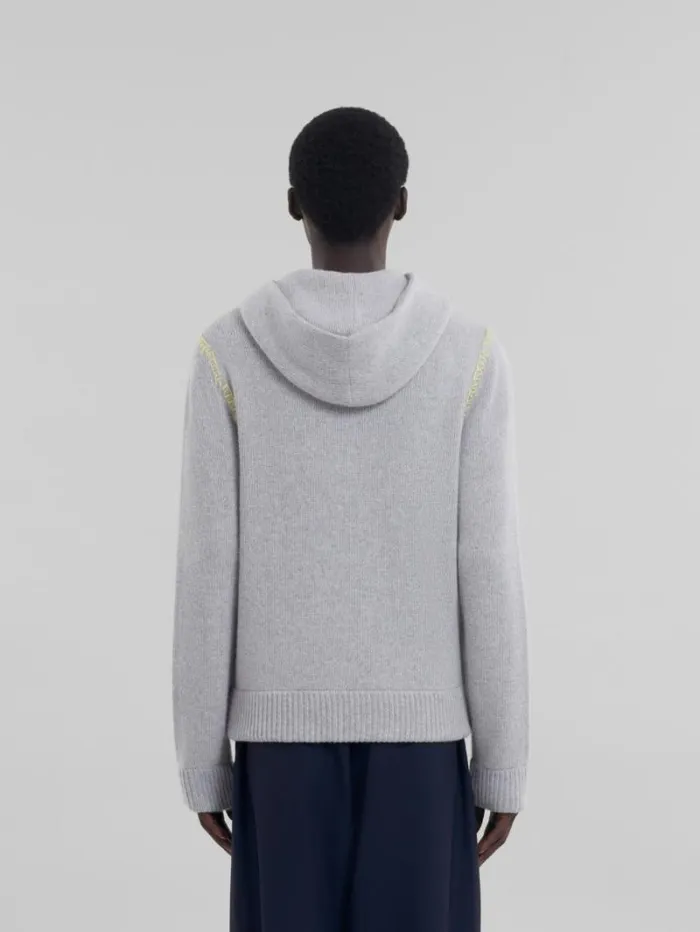 Men Marni Knitwear Grey WoolCashmere Cardigan With Marni Mending