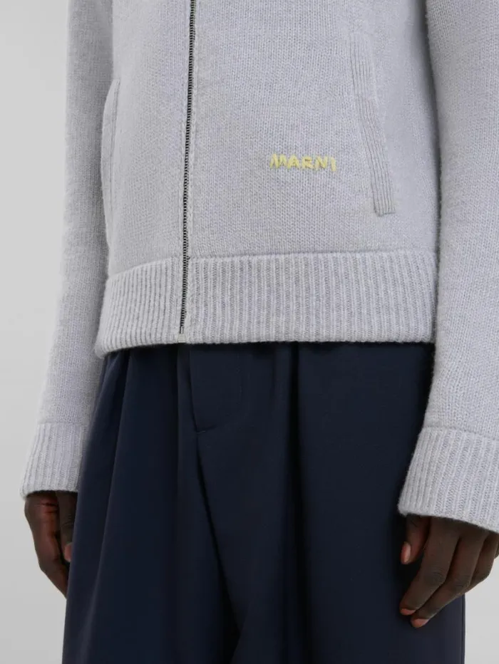 Men Marni Knitwear Grey WoolCashmere Cardigan With Marni Mending