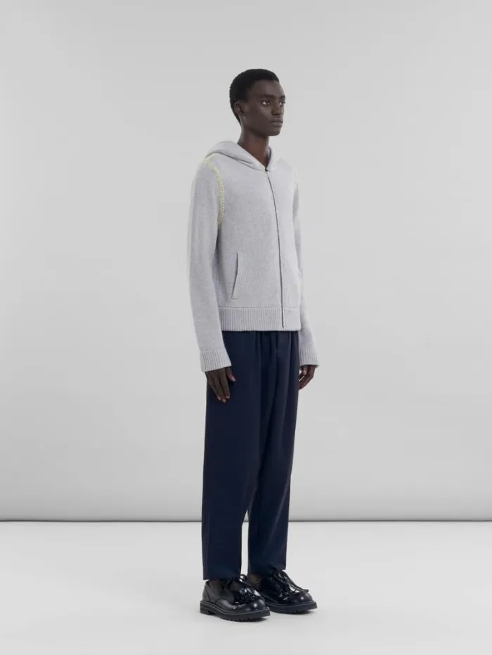 Men Marni Knitwear Grey WoolCashmere Cardigan With Marni Mending