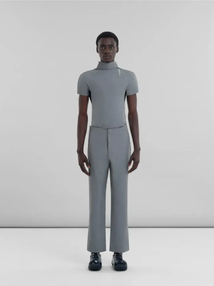 Men Marni Pants Grey Wool Trousers With Contrasting Back