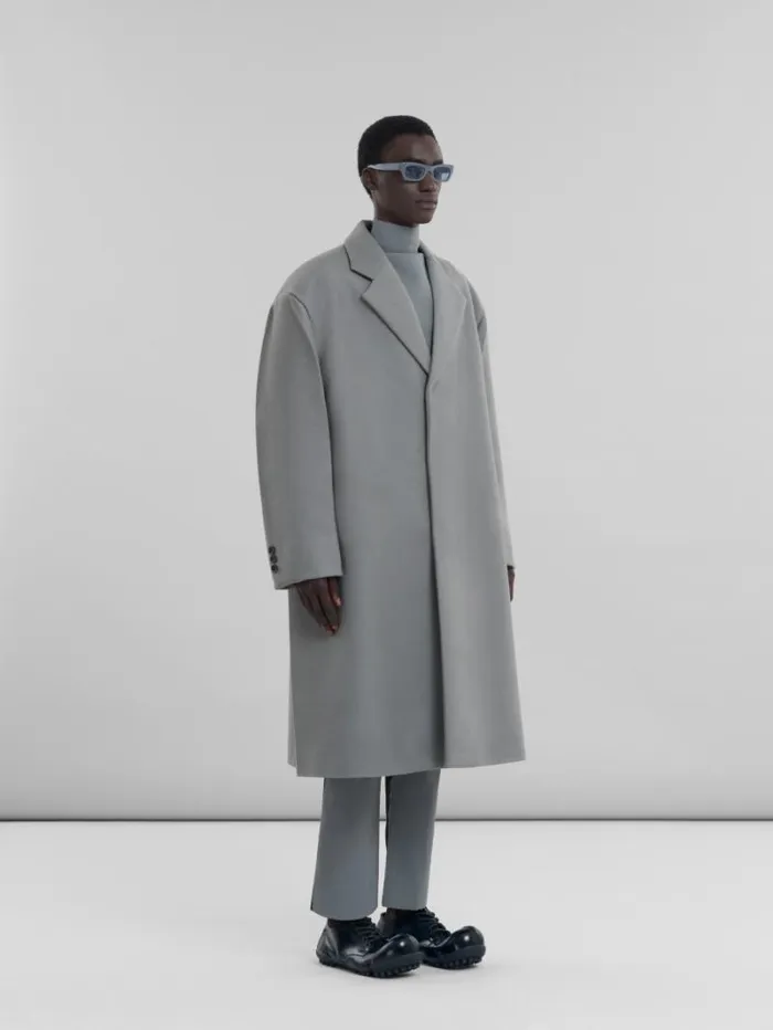 Men Marni Pants Grey Wool Trousers With Contrasting Back