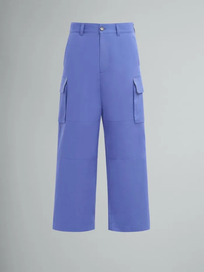 Men Marni Pants Indigo Organic Cotton Cargo Pants