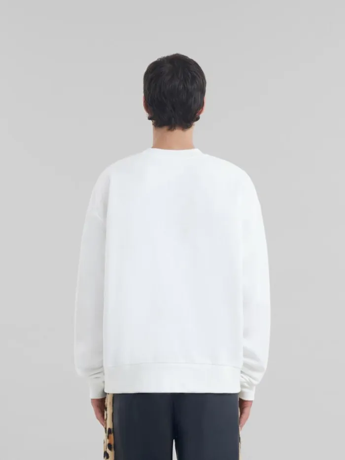 Men Marni Sweatshirts White Cotton Sweatshirt With Marni Mending Logo