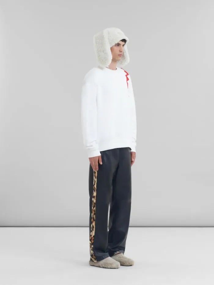 Men Marni Sweatshirts White Cotton Sweatshirt With Marni Mending Logo
