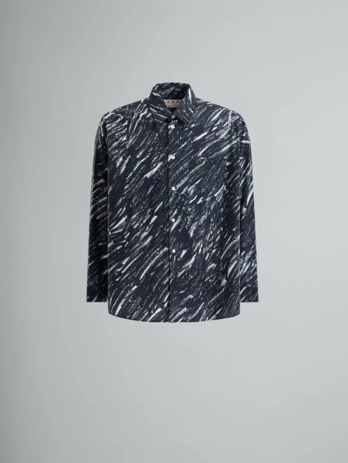 Men Marni Tops and Tshirts Black Crayon Print Organic Cotton Shirt