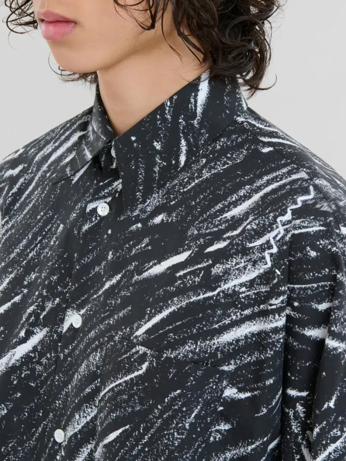 Men Marni Tops and Tshirts Black Crayon Print Organic Cotton Shirt