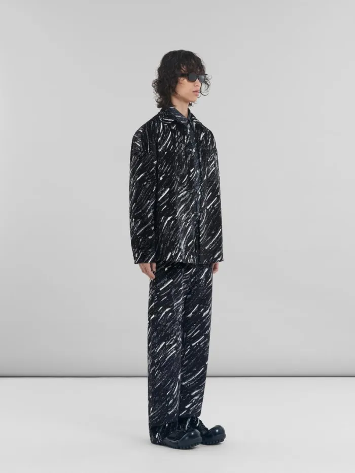 Men Marni Tops and Tshirts Black Crayon Print Organic Cotton Shirt