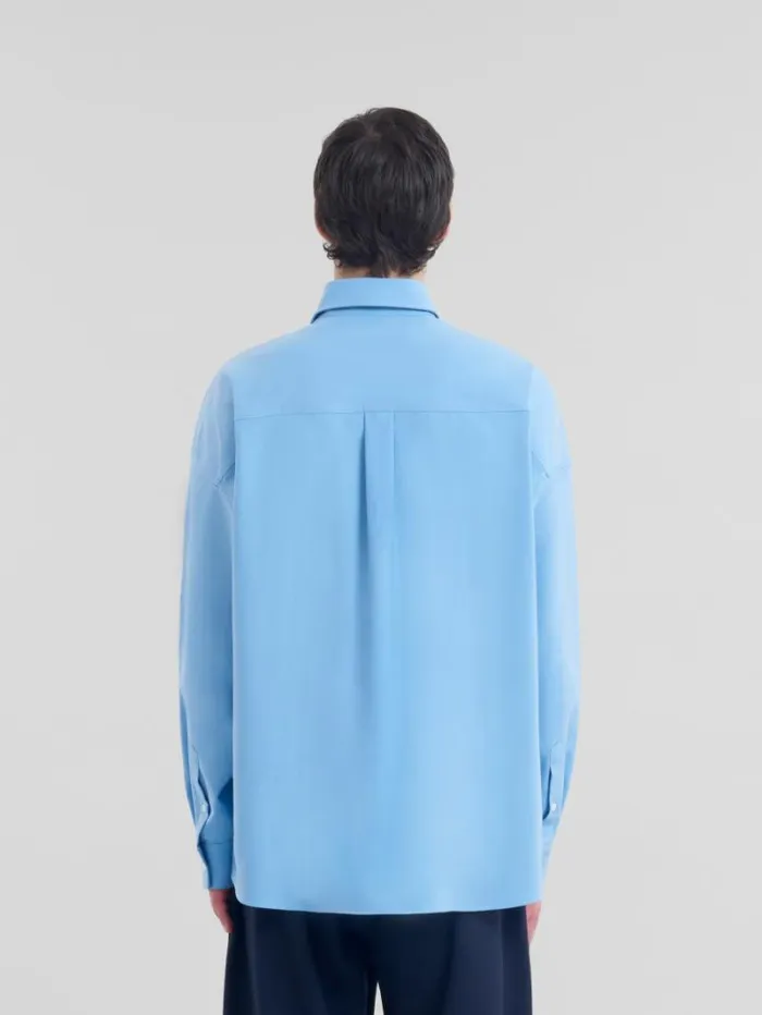 Men Marni Tops and Tshirts Blue Wool Shirt With Contrast Back