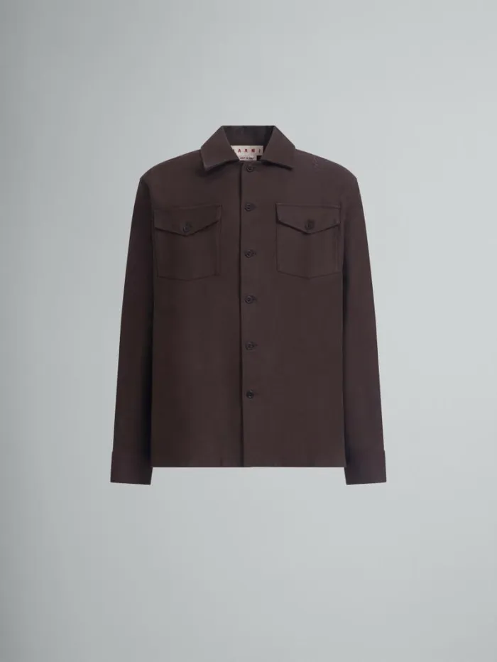 Men Marni Tops and Tshirts Brown Organic Cotton Satin Shirt