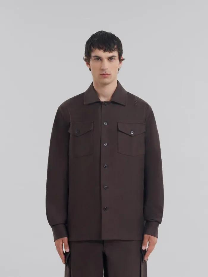 Men Marni Tops and Tshirts Brown Organic Cotton Satin Shirt