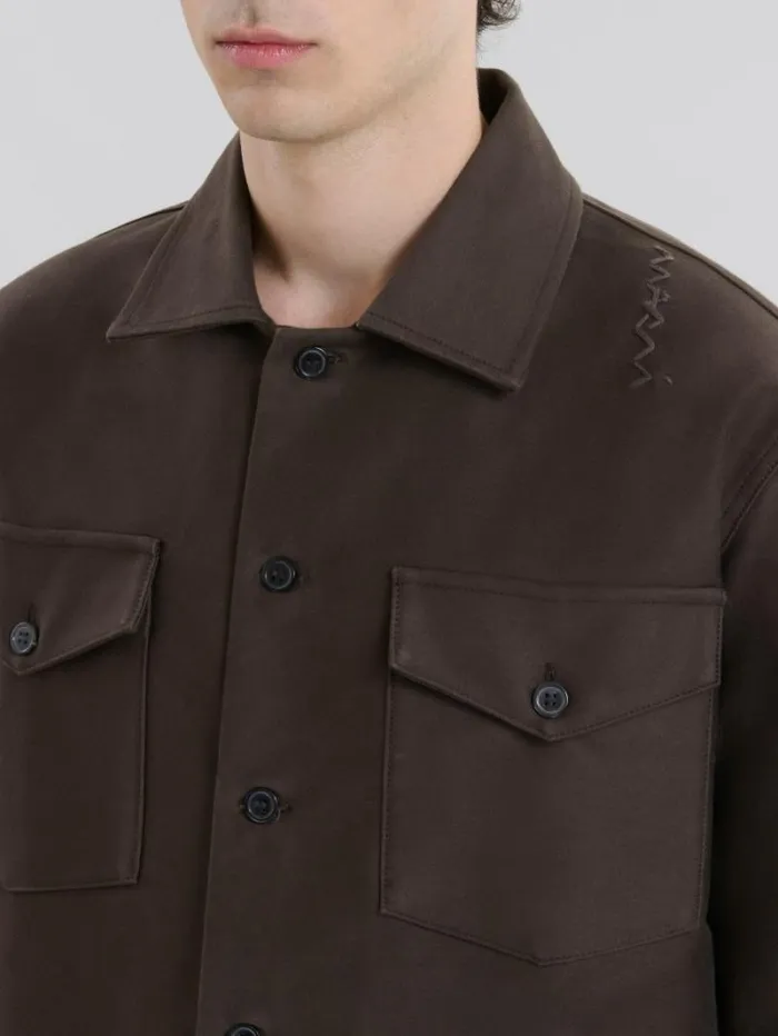 Men Marni Tops and Tshirts Brown Organic Cotton Satin Shirt