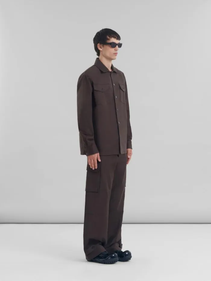 Men Marni Tops and Tshirts Brown Organic Cotton Satin Shirt