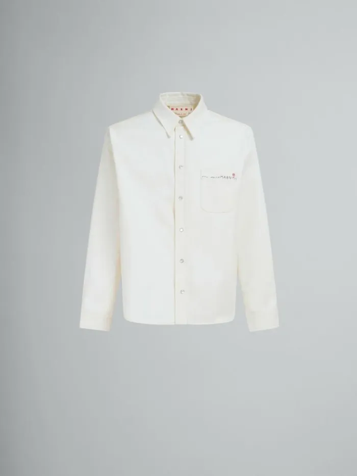 Men Marni Tops and Tshirts White Drill Shirt With Marni Mending