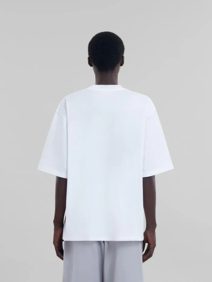 Men Marni Tops and Tshirts White Organic Cotton TShirt With Marni 30th Anniversary Print