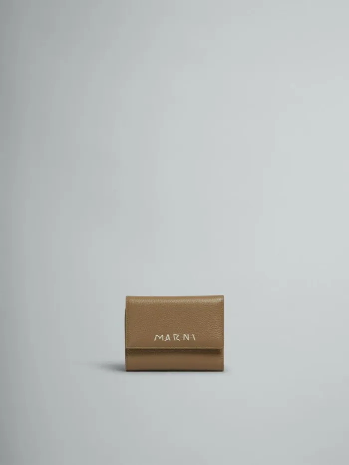 Men Marni Wallets and Small Leather Goods Brown Leather Trifold Wallet With Marni Mending Men Marni Wallets and Small Leather Goods Brown Leather Trifold Wallet With Marni Mending