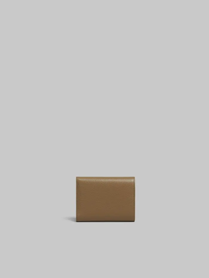 Men Marni Wallets and Small Leather Goods Brown Leather Trifold Wallet With Marni Mending