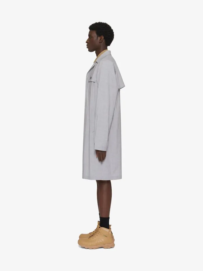 Men Outerwear and Blousons Givenchy Parka In Wool With 4G Detail Grey Mix