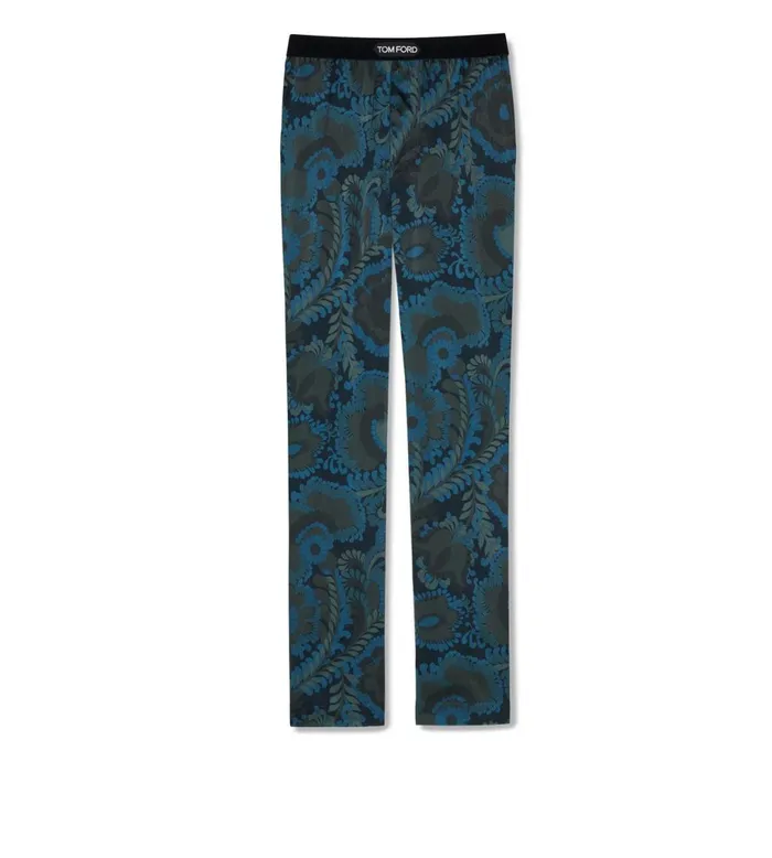 Men PAJAMA PANTS and LONG JOHNS Tom Ford 70S Paisley Floral Silk Pajama Pants Dark Turquoise