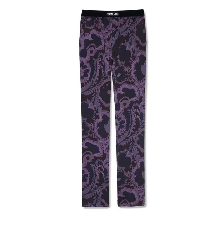 Men PAJAMA PANTS and LONG JOHNS Tom Ford 70S Paisley Floral Silk Pajama Pants Deep Purple