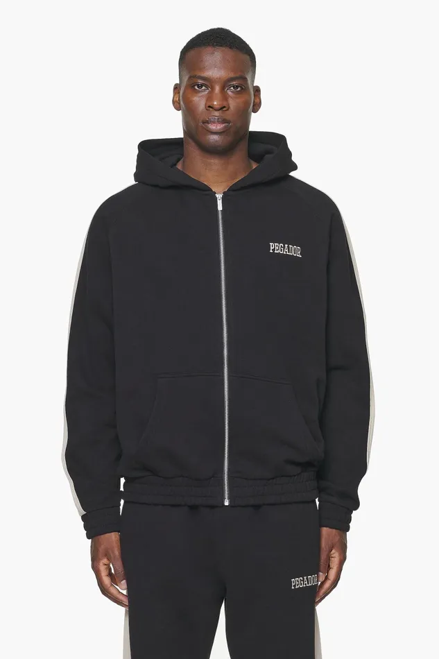 Men Pegador Hoodies Aytoun Raglan Sweat Jacket Vintage Washed Onyx Black Men Pegador Hoodies Aytoun Raglan Sweat Jacket Vintage Washed Onyx Black