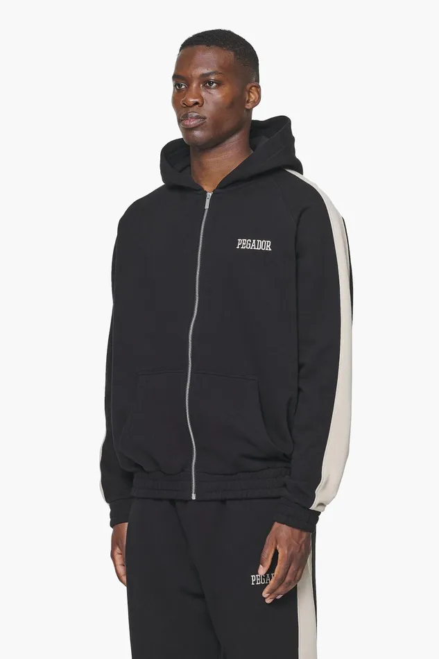 Men Pegador Hoodies Aytoun Raglan Sweat Jacket Vintage Washed Onyx Black Men Pegador Hoodies Aytoun Raglan Sweat Jacket Vintage Washed Onyx Black