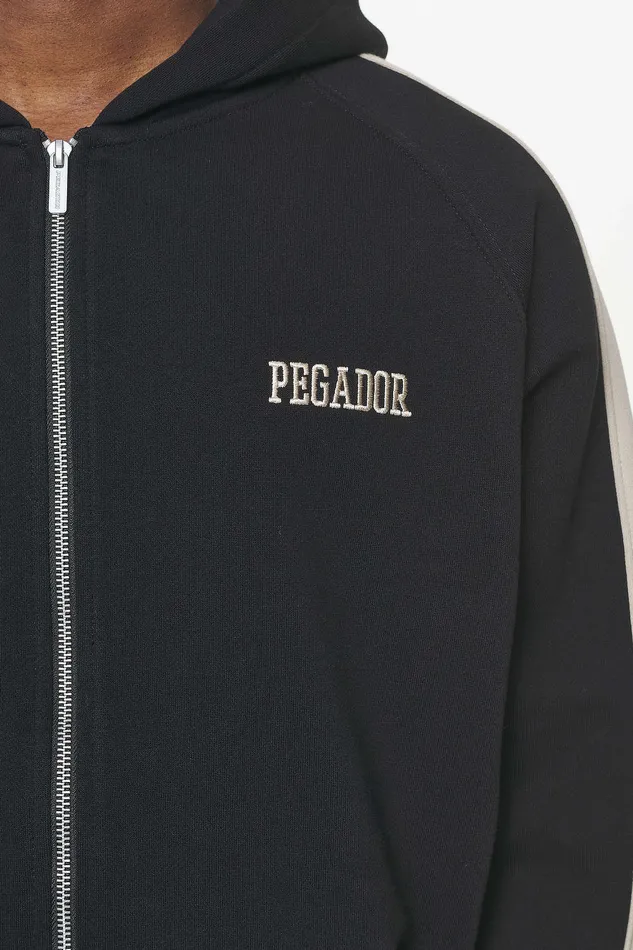 Men Pegador Hoodies Aytoun Raglan Sweat Jacket Vintage Washed Onyx Black Men Pegador Hoodies Aytoun Raglan Sweat Jacket Vintage Washed Onyx Black