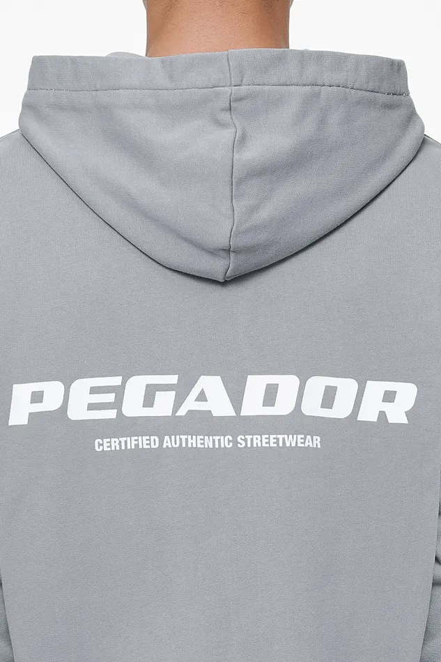 Men Pegador Hoodies Colne Terry Logo Oversized Sweat Jacket Heavy Washed Cool Grey Men Pegador Hoodies Colne Terry Logo Oversized Sweat Jacket Heavy Washed Cool Grey