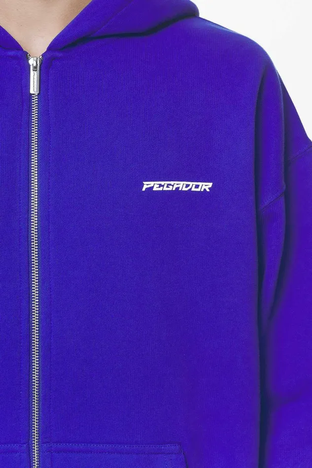 Men Pegador Hoodies Devon Oversized Sweat Jacket Washed Endless Blue Men Pegador Hoodies Devon Oversized Sweat Jacket Washed Endless Blue