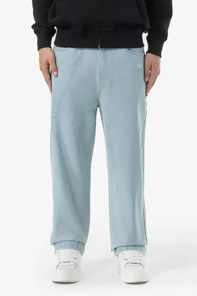 Men Pegador Jeans Waco Wide Baggy Jeans Sand Washed Blue