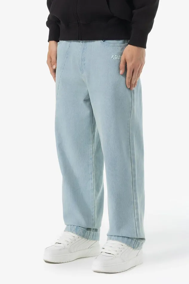 Men Pegador Jeans Waco Wide Baggy Jeans Sand Washed Blue Men Pegador Jeans Waco Wide Baggy Jeans Sand Washed Blue