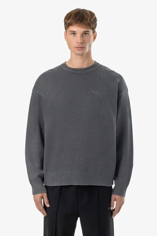 Men Pegador Knitwear Logo Oversized Ribbed Knit Sweater Dyed Black