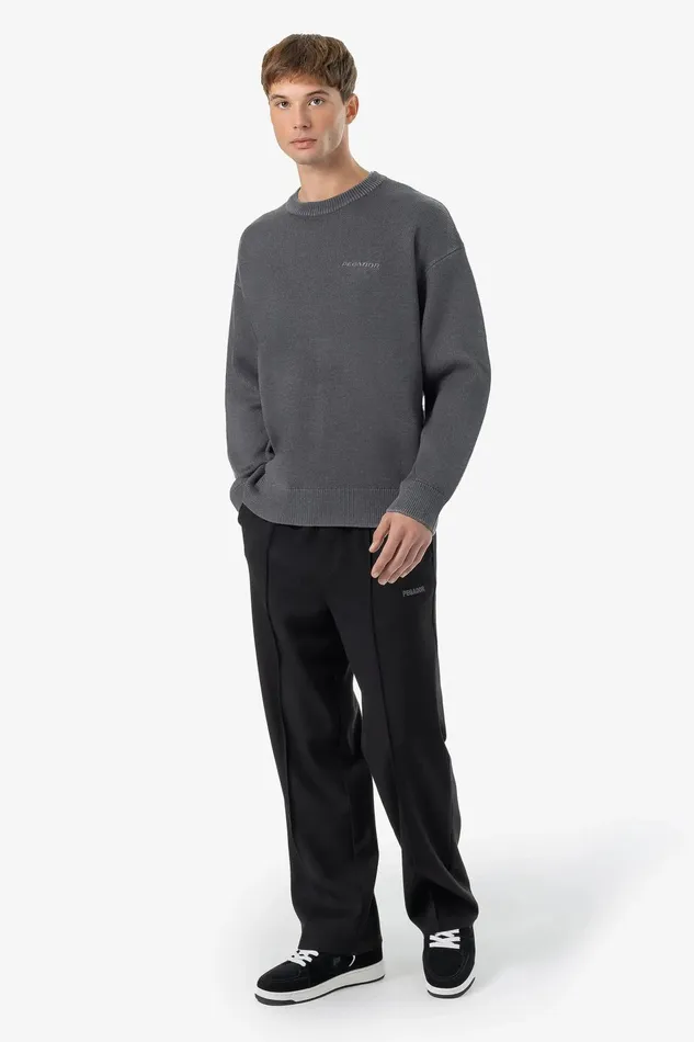Men Pegador Knitwear Logo Oversized Ribbed Knit Sweater Dyed Black Men Pegador Knitwear Logo Oversized Ribbed Knit Sweater Dyed Black