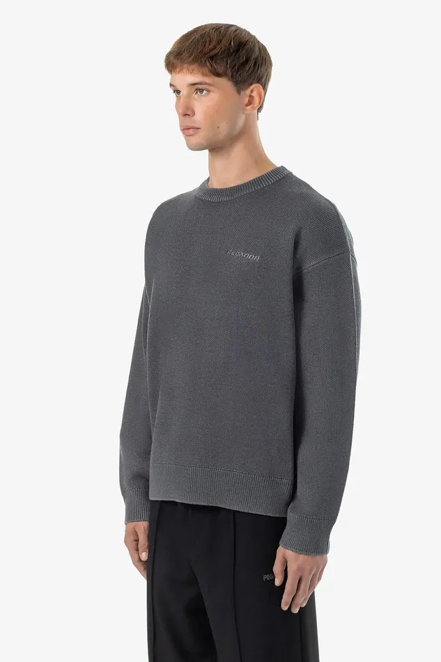 Men Pegador Knitwear Logo Oversized Ribbed Knit Sweater Dyed Black Men Pegador Knitwear Logo Oversized Ribbed Knit Sweater Dyed Black